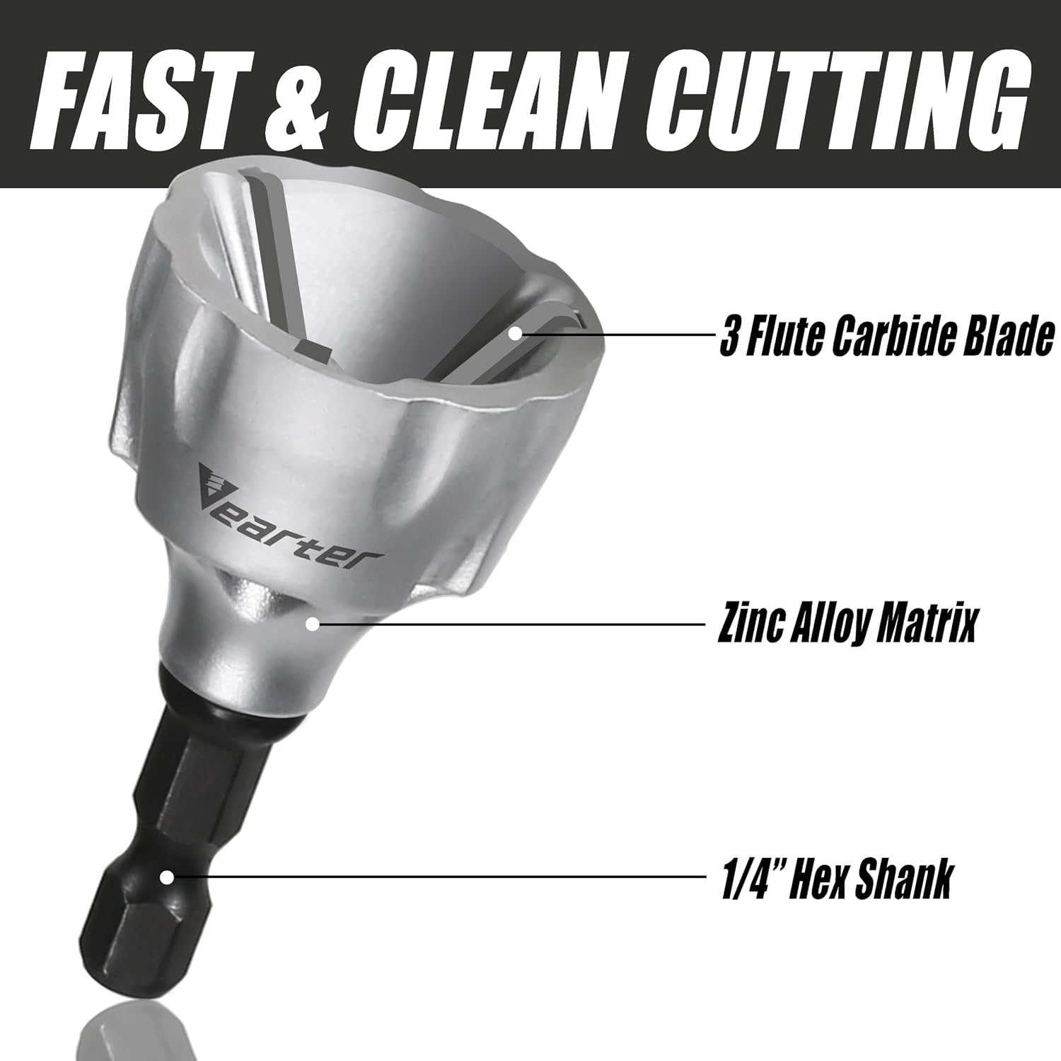 Deburring External Chamfer Tool for Metal, Countersink Chamfering Drill Bit with Carbide Blades, Bolt Thread Repair Tool Quick Release Hex Shank Fits 1/8" to 3/4"