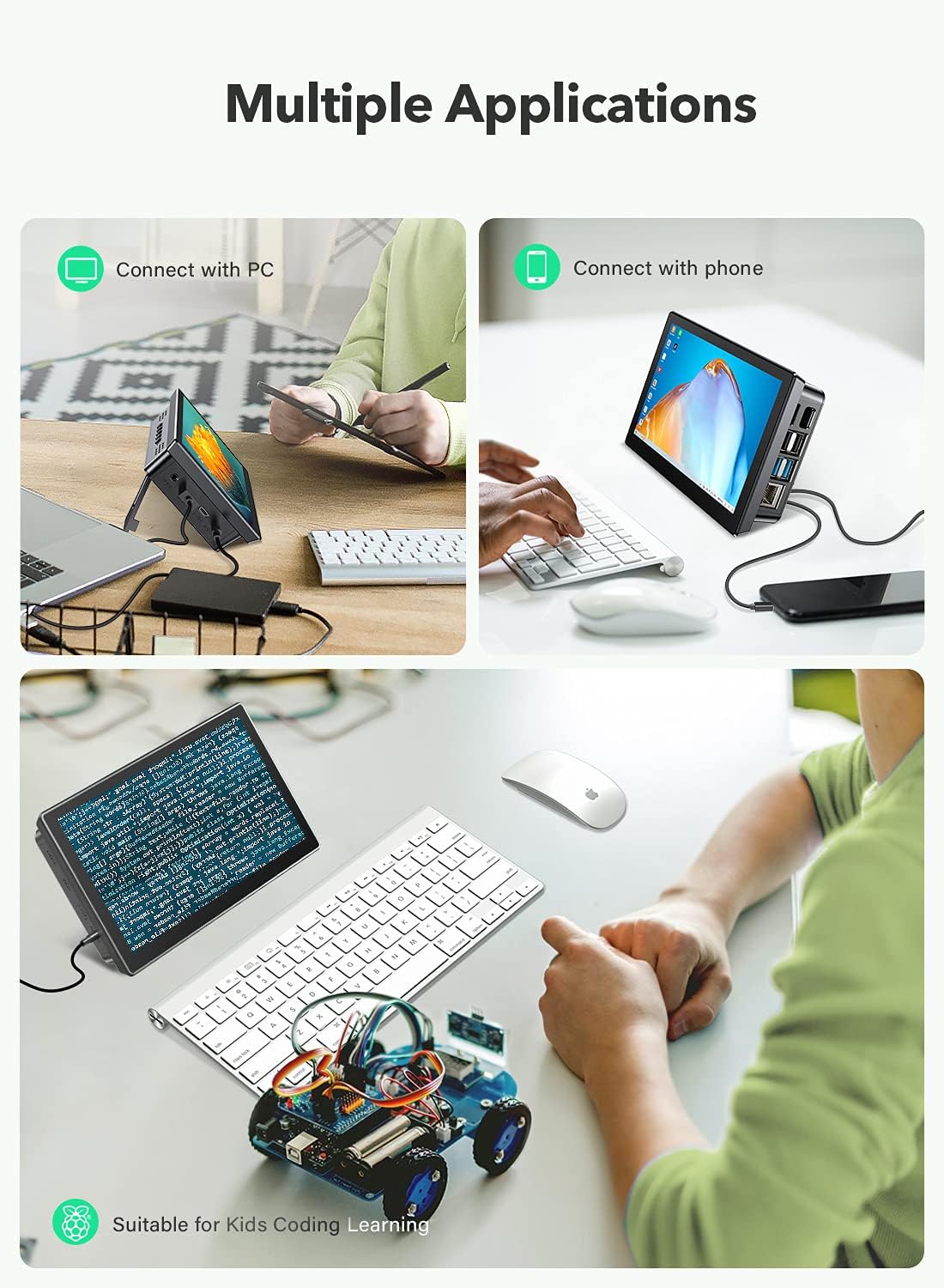 Amаzоn Crаzу 🔥 Dеаlѕ Raspberry Pi Touchscreen Monitor 7’’ Display with Case, Fan & Stand Featured Accurate 10-Point Touch, Heat Sink, IPS 178°Screen, 1024X600, Type-C Compatible with Phone, Laptop or Computer