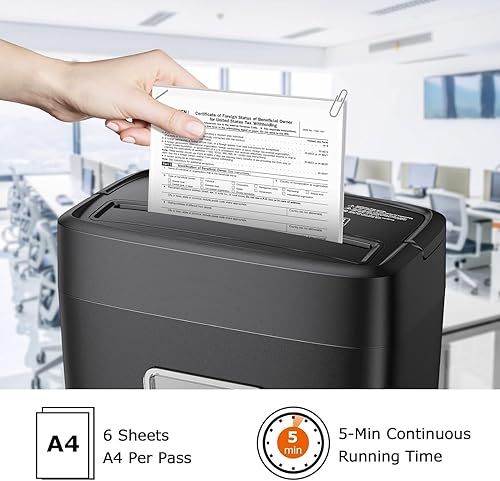 Miniatura 3 de Bonsaii Trituradora de papel microcortada de alta seguridad de 6 hojas, tarjetas de crédito, correo, grapas, clips, para uso doméstico con