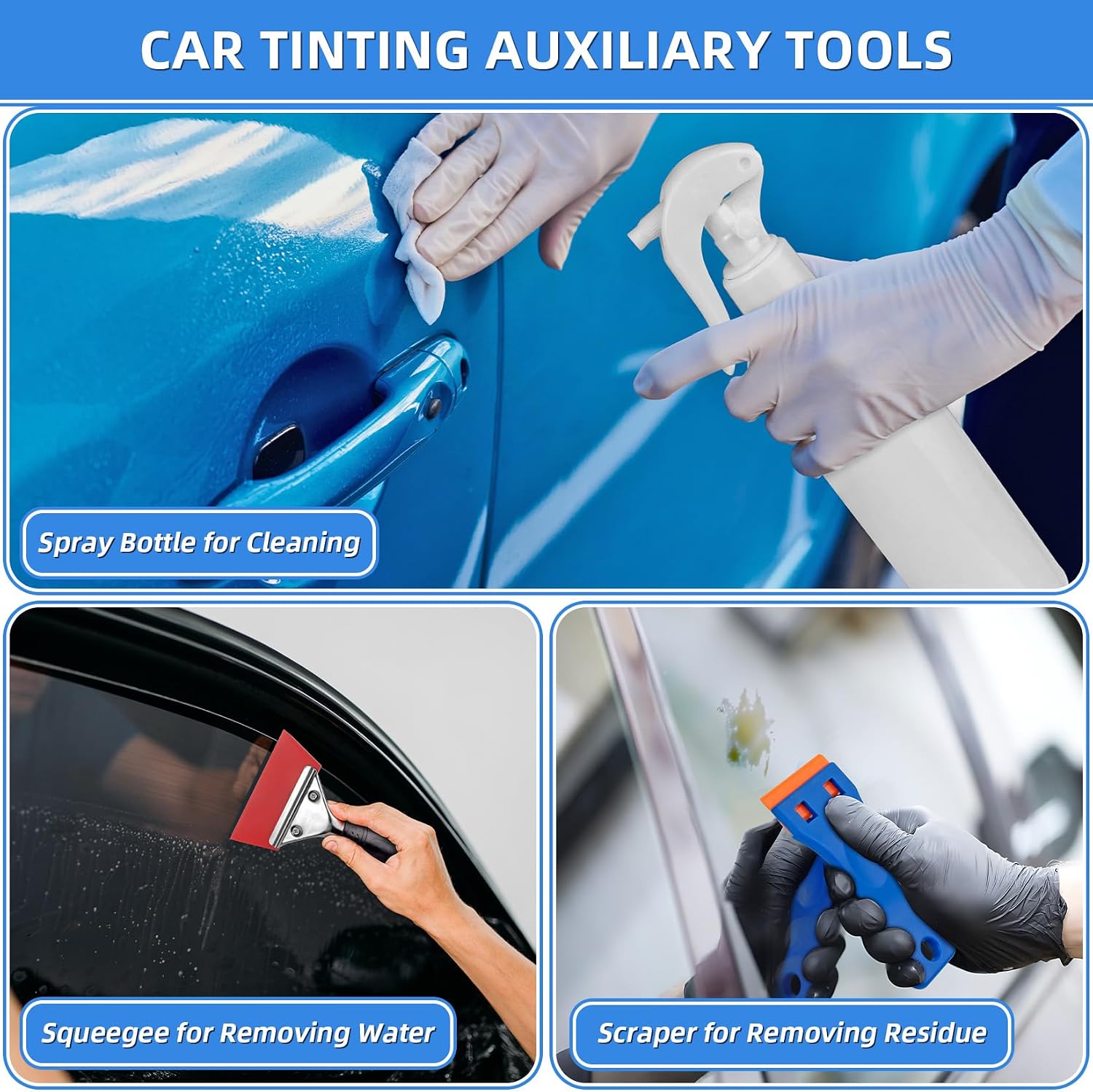 Car Window Tint - 33 Pcs Tint Kit, Easy to Apply Vehicle Glass Protective Film Installation Kit, Squeegee for Vinyl, Tinting Tools