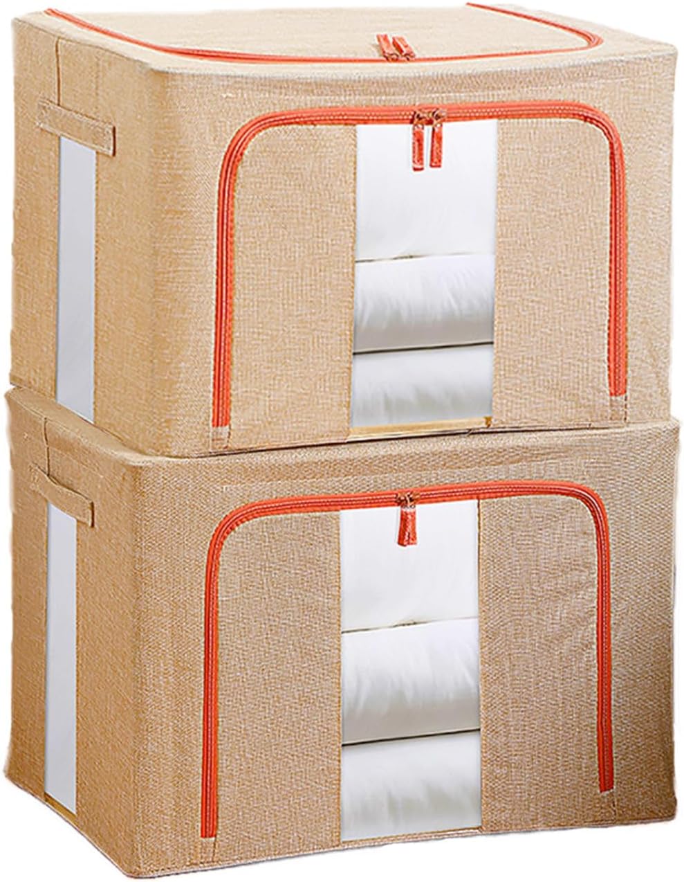 Under Bed Storage Container, 2 Pack Underbed Storage Bags With Lid, Foldable Sturdy Clothes Storage Organizer with 2 Handles for Bedding Pillows Blanket Clothes Wardrobe Bedroom