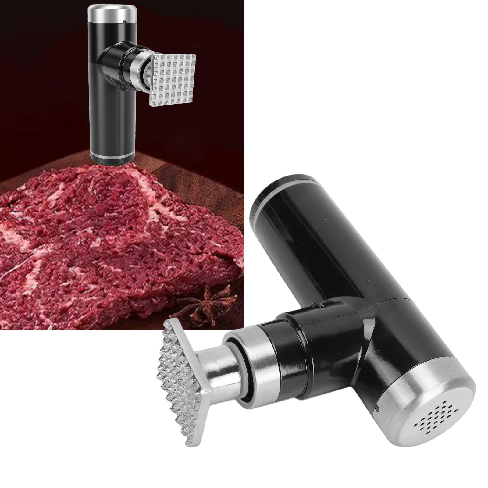 Generic Ablandador de Carne Eléctrico Mazo de Carne de Acero Inoxidable Recargable, Ablandador de Eléctrico para Cocineros Caseros