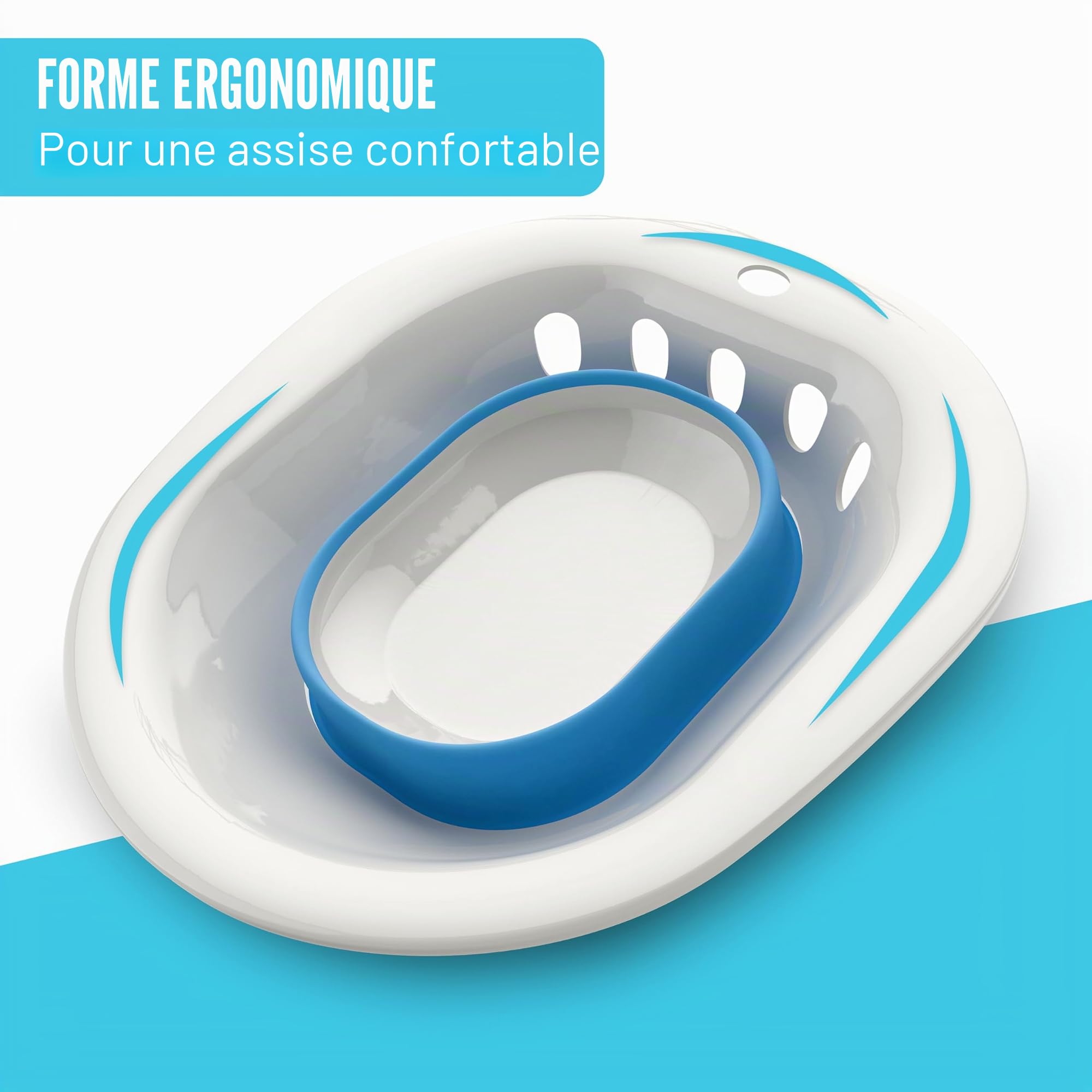Baignoire pliable pour adulte - Bain d'assise de qualité supérieure pour toilettes - Bain de fleurs de foin - Bain de grossesse - Idéal pour le traitement des hémorroïdes