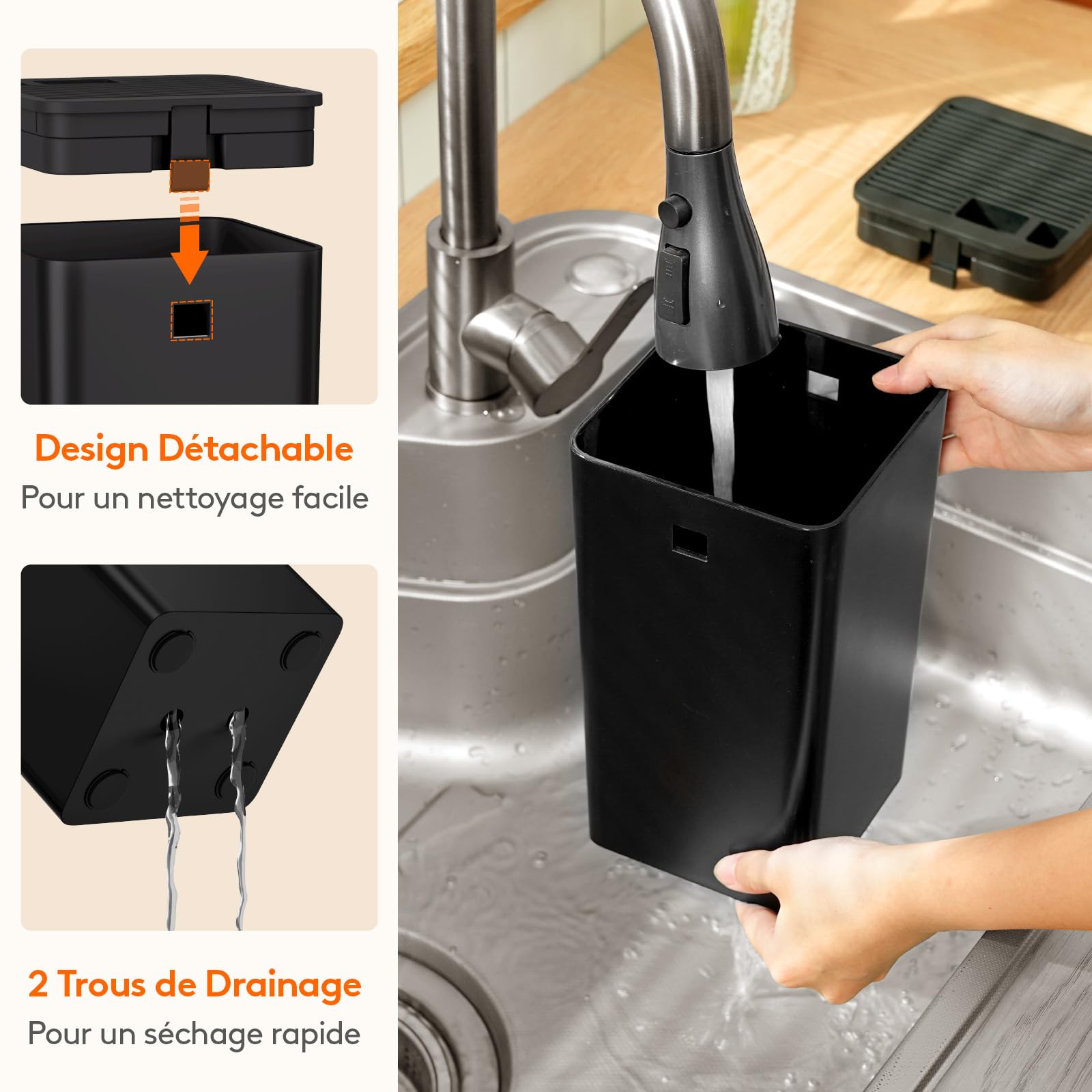 Lifewit Bloc à couteaux universel sans couteau, pour jusqu'à 15 pièces, avec fente pour ciseaux de cuisine et aiguiseur