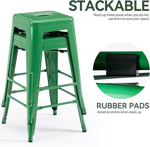 Miniatura 123 de Vogue Furniture Direct Taburetes de bar de metal de 24 pulgadas, taburetes de bar de altura de mostrador, taburetes apilables para interiores y