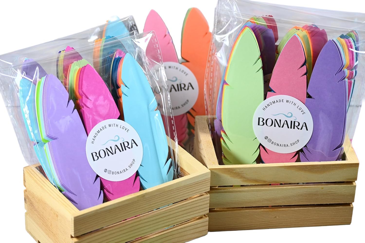 Bonaira 100 Large 6-Inch Cardstock Feather Cutouts – Colorful Mix – Perfect for Classroom Crafts, Kids' Crafts, Party & Classroom Decor, and Themed Events