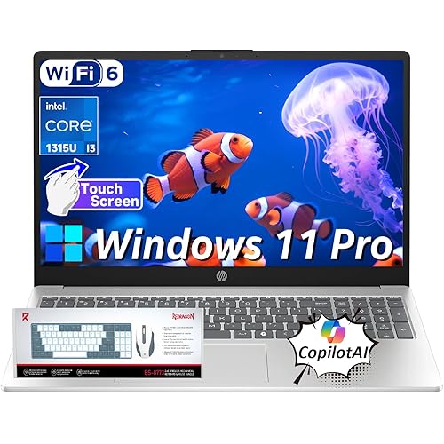 HP 15.6" Touchscreen Laptop 2026, 13th Gen Intel i3-1315U(Up to 4.5GHz), 15.6 inch Anti-Glare Display, 16GB RAM + 512GB SSD, Win 11 Pro, Wi-Fi 6, AI Copilot for Business & School, Patented KB Kit