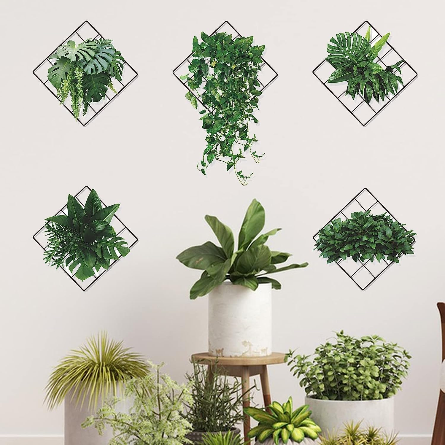 INKEDIFY 28 cm Wall Stickers Plants Monstera Leaf Ivy Grid Green Leaves Wall Art Stickers Self Adhesive Sticker (Pack of 5) (B0CF9RWRCK) Amazon Price History, Amazon Price Tracker