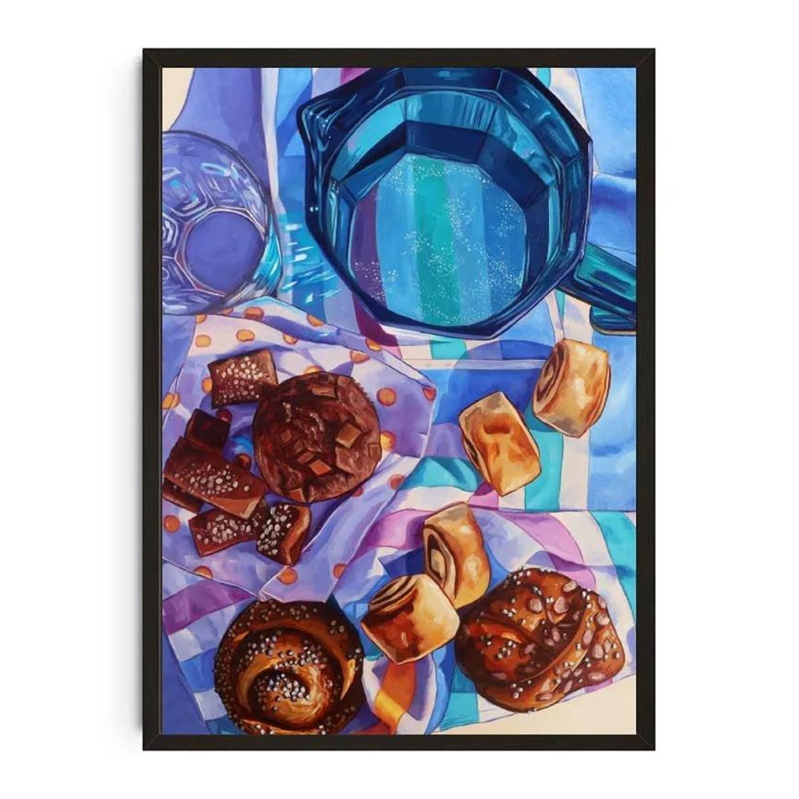 XENITE Wall Art Canvas Prints Watercolor Dessert Donut Cupcake Donuts Cake Poster Food Prints Cheesecake Canvas Painting Wall Picture Kitchen Room Decor(L,20x30cm)