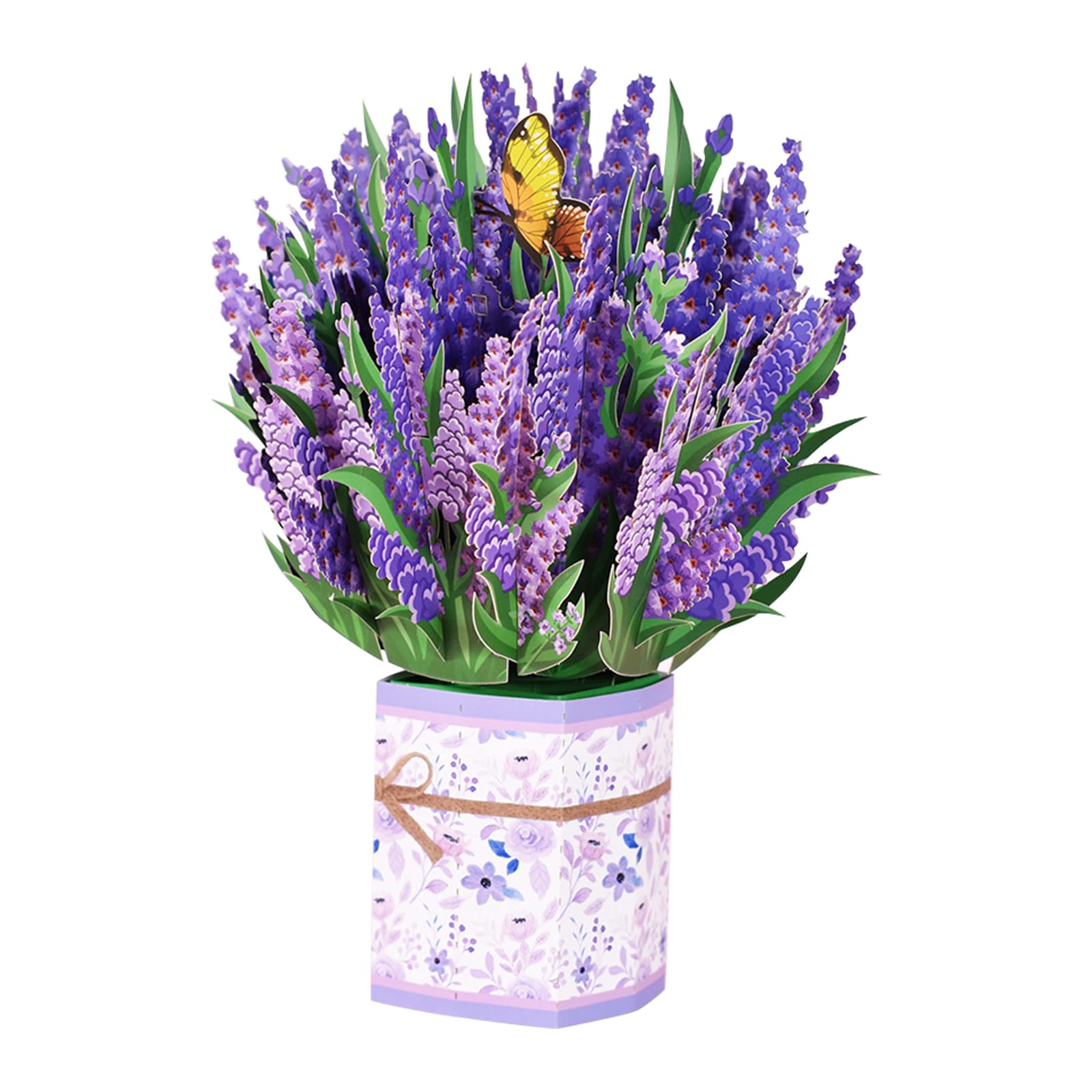 CERSLIMOPop Up Flower Bouquet, Pop Up Cards for Mom Teacher Friend, 3D Forever Lavender Flowers Bouquet Popup Thank You Greeting Cards for Mothers Day Birthday Anniversary