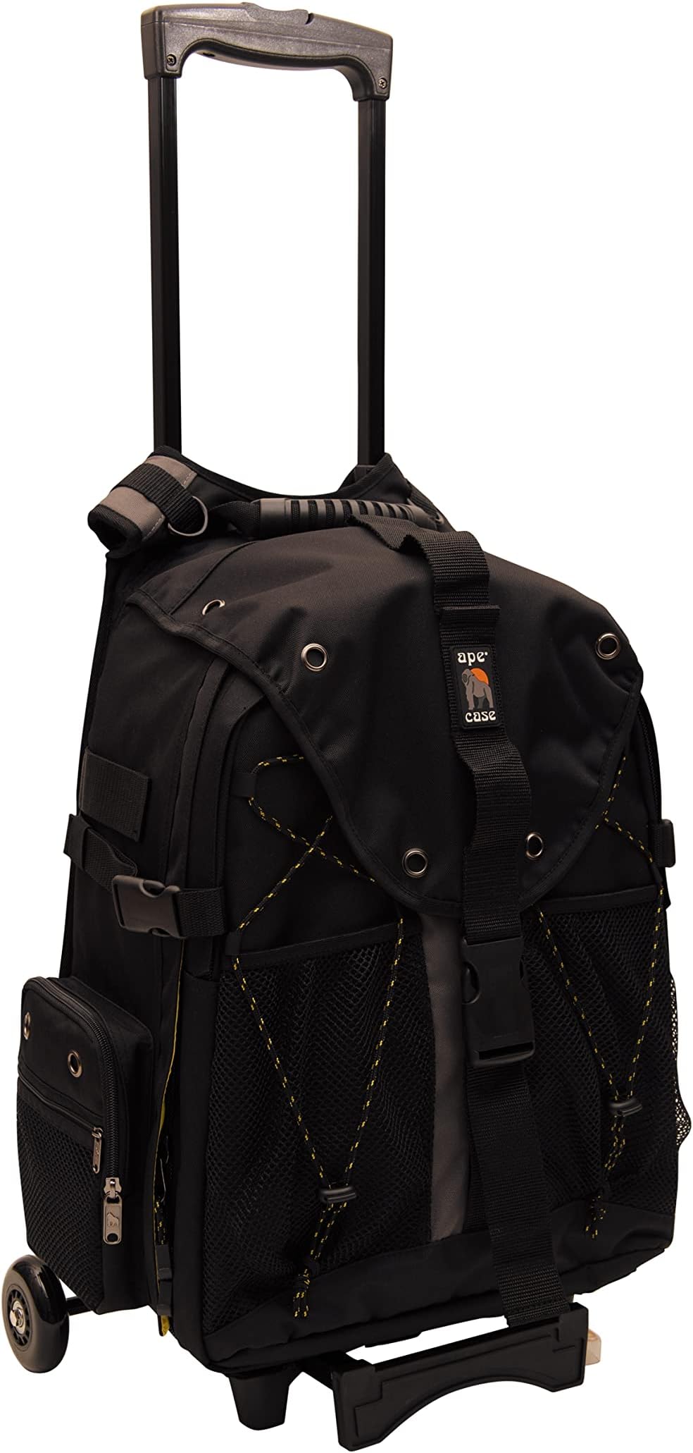 Ape CaseACPRO4000, Backpack with wheels, Laptop compartment, Padded, Rain cover included, Adjustable straps, Camera backpack, Black (ACPRO4000),Large With Rollers