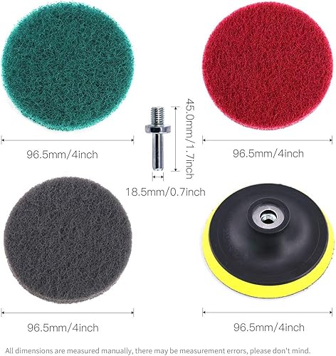 Miniatura 2 de Glarks Juego de 16 almohadillas de limpieza para cepillo eléctrico de 4 pulgadas con soporte de disco de 4 pulgadas para limpieza de baño y cocina,