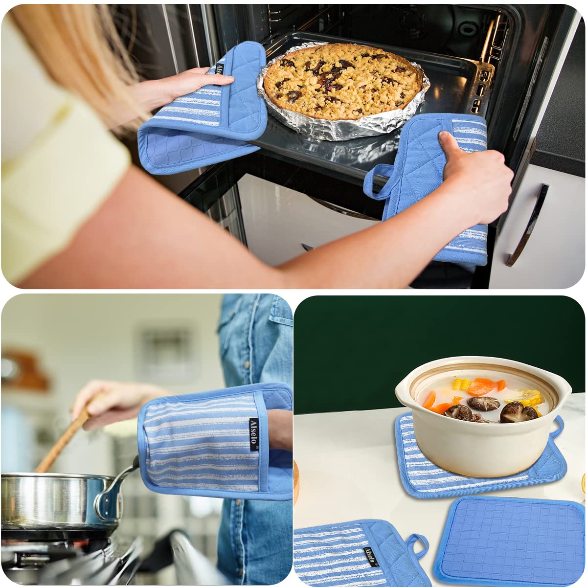 Lot De 2 Maniques De Cuisine Résistantes à La Chaleur - Motif Galaxie Planètes, Antidérapantes Et Doublées Coton