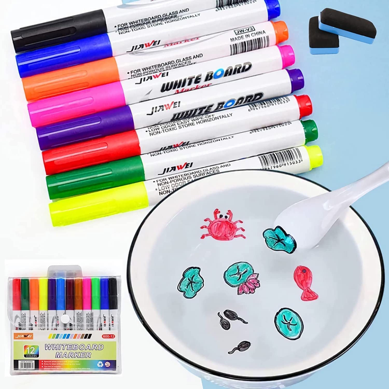 12PCS Magical Water Painting Pen, Magic Doodle Drawing Pens,Water Writing Mat Pen Doodle Pen Doodle Water Floating Pens for Kids Adult Drawing Gift