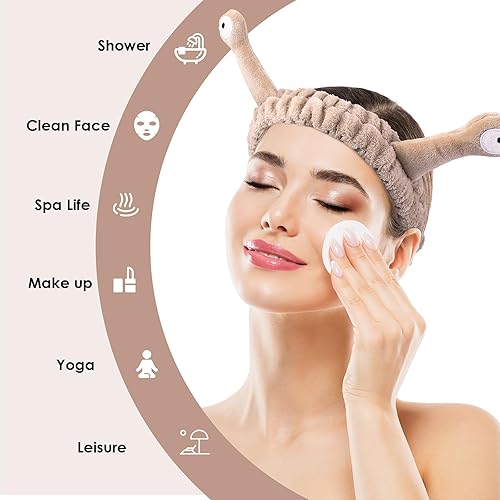 Miniatura 7 de Diadema de lavado facial, bandas para el cabello de palmera y caracol, diademas de maquillaje para mujer, de dibujos animados, de forro polar