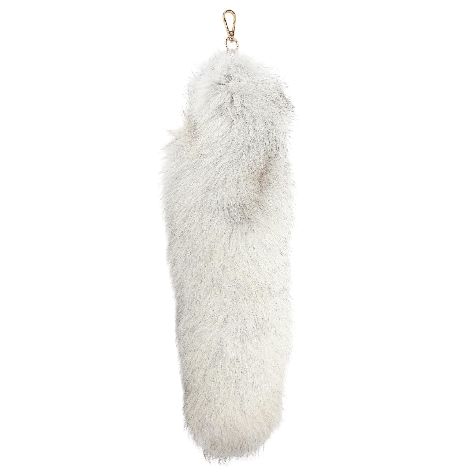 MarsrutDeer Tail Keychain - Real, Soft Fur Key Ring - Gift for Deer Fox Wolf Cosplay, Fairy Costumes, Coat & Hat Accessories (1PCS, 40cm, White)
