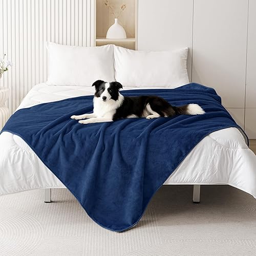 Miniatura 21 de Smiry Manta de cama impermeable para perro, manta a prueba de fugas para cama y sofá, reversible, de forro polar sherpa, funda protectora de muebles