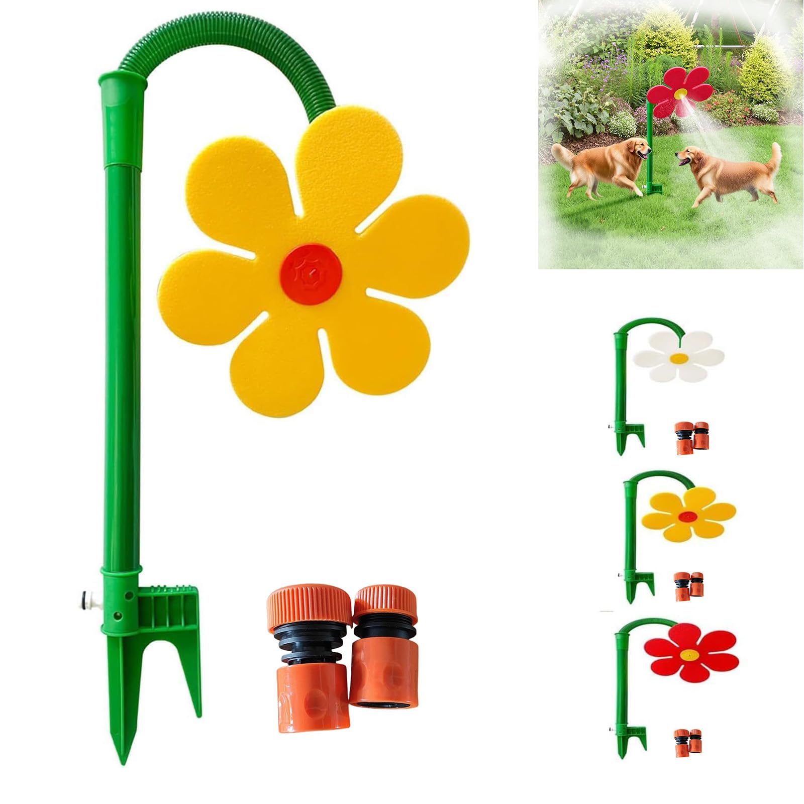 Crazy Dancing Daisy Sprinkler, Funny Sunflower Dancing Daisy Lawn Sprinkler, Irrigation Tool for Yard Watering Kids Pets Playing (Yellow)