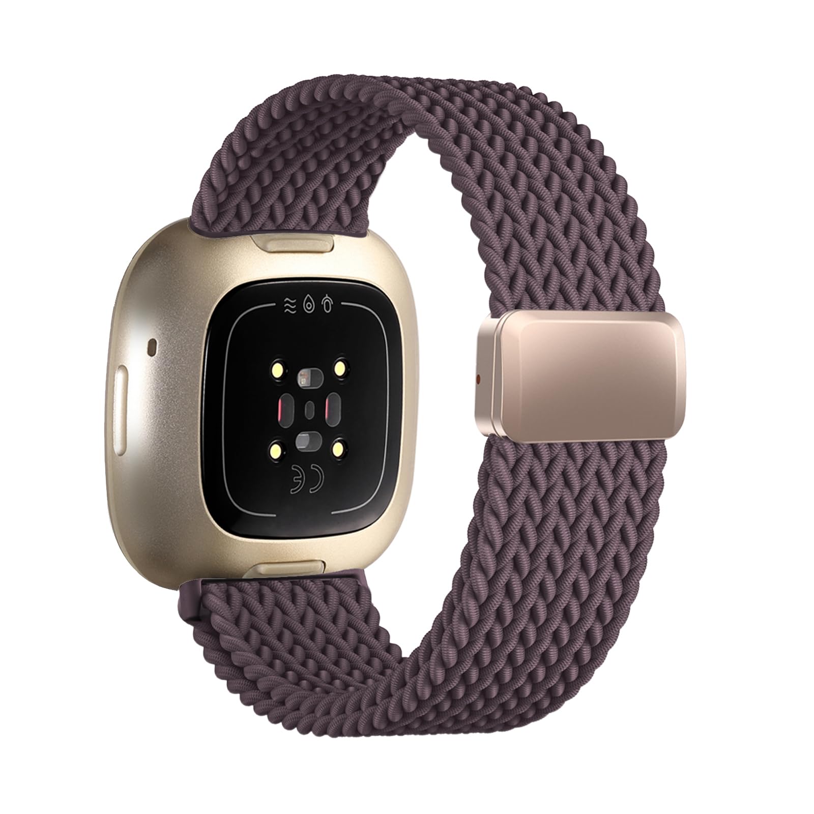 Zythtic Braided Strap Compatible with Fitbit Versa 4/Versa 3/Sense 2/Sense, Elastic Nylon Strap with Magnetic Clasp, Smoke Violet, 5.5" to 8.7" (140mm - 220mm) Wrist Size