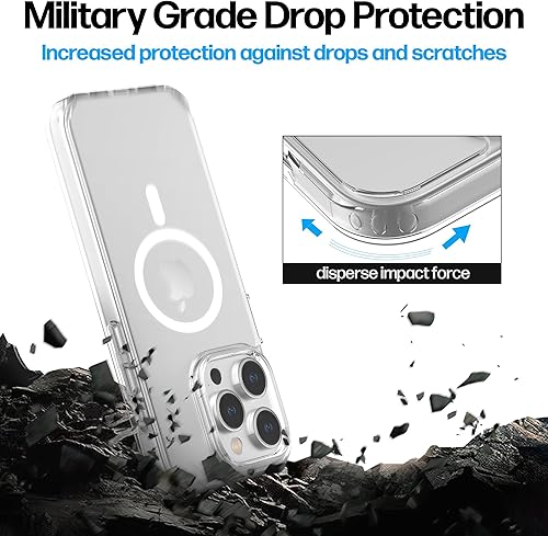 Miniatura 5 de Power Theory Protector de pantalla diseñado para iPhone 14 Pro, con protectores de lente y funda transparente compatible con Magsafe [dureza 9H]