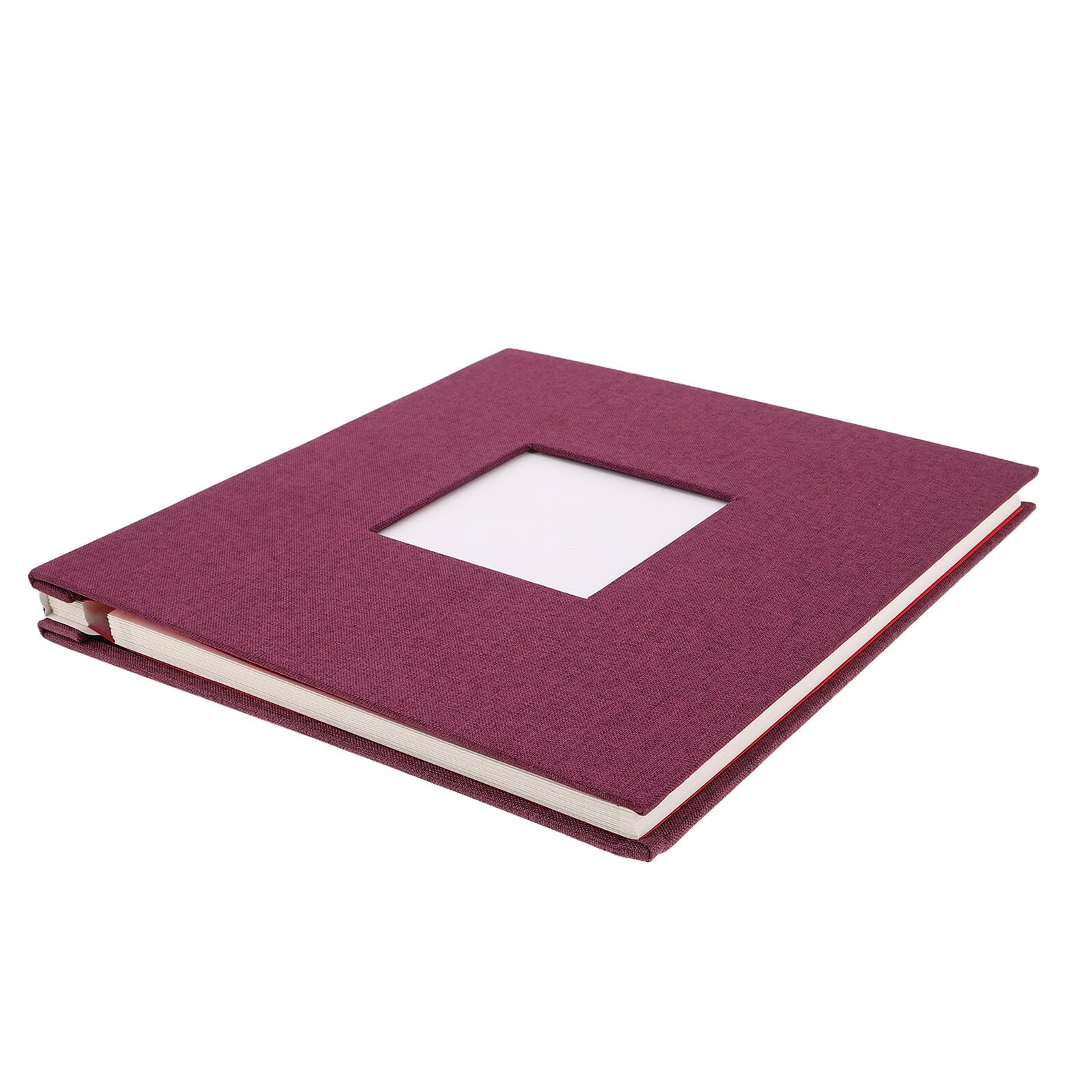 Álbum de Fotos Autoadhesivo de Lino con Ventana, 40 Páginas Púrpura