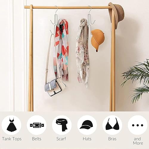 Miniatura 6 de Juvielich 2 ganchos giratorios para cinturón de 360 grados, organizador giratorio con 4 ganchos para secar toallas, brasieres, ropa, guantes,