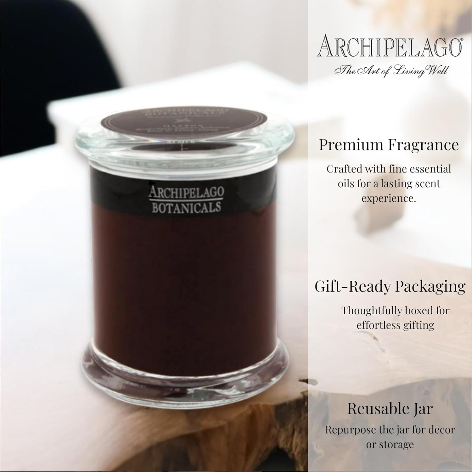 Archipelago Botanicals Havana Glass Jar Candle, Bergamot, Tobacco Flower and Ylang Ylang Scent, Lead-Free Candle Wicks, Burns Approx. 60 Hours (8.6 oz) - Image 3