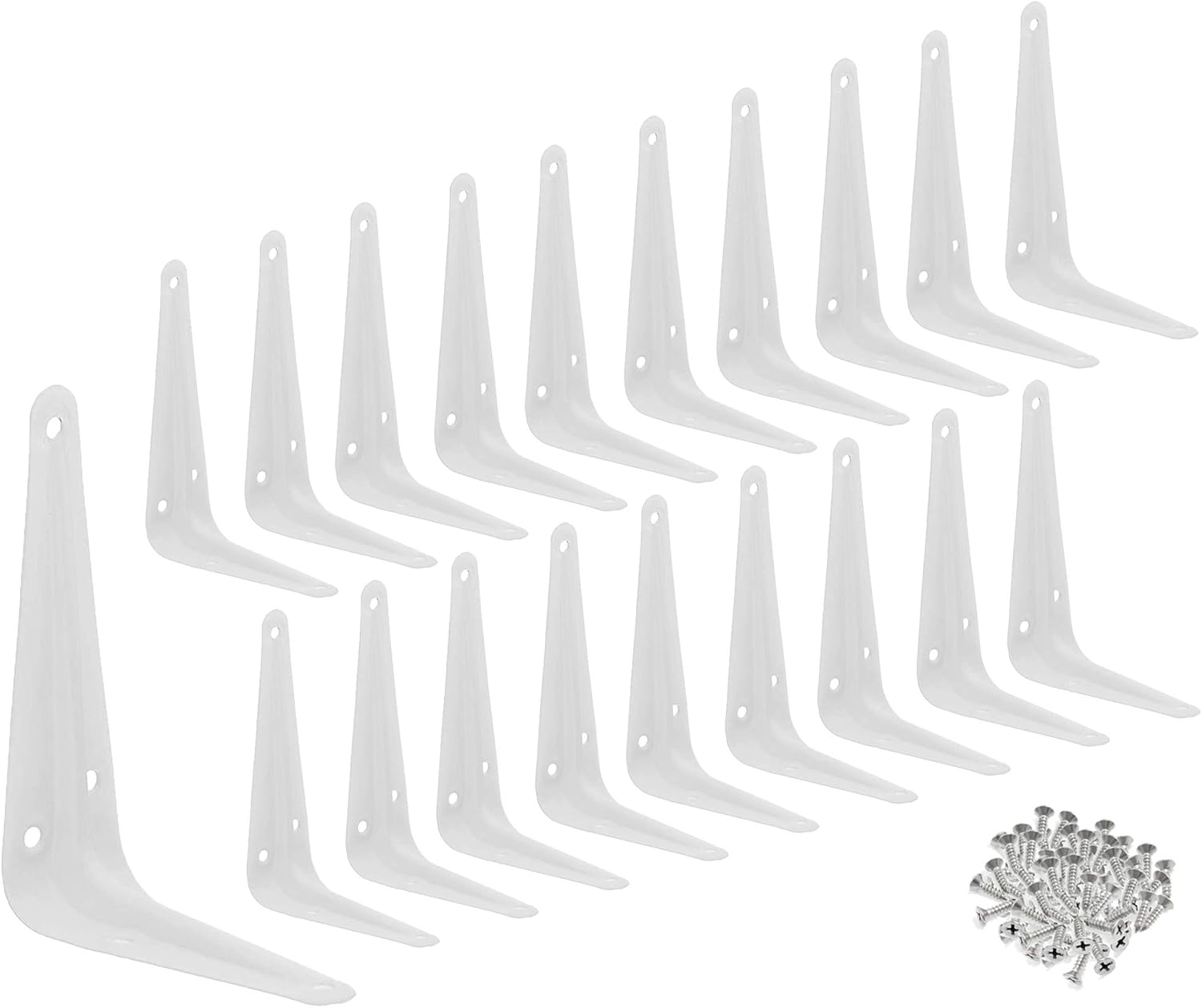 Wideskall® Metal 10" x 12" inch Wall Corner Angle Shelving Shelf Brackets, White, Pack of 20