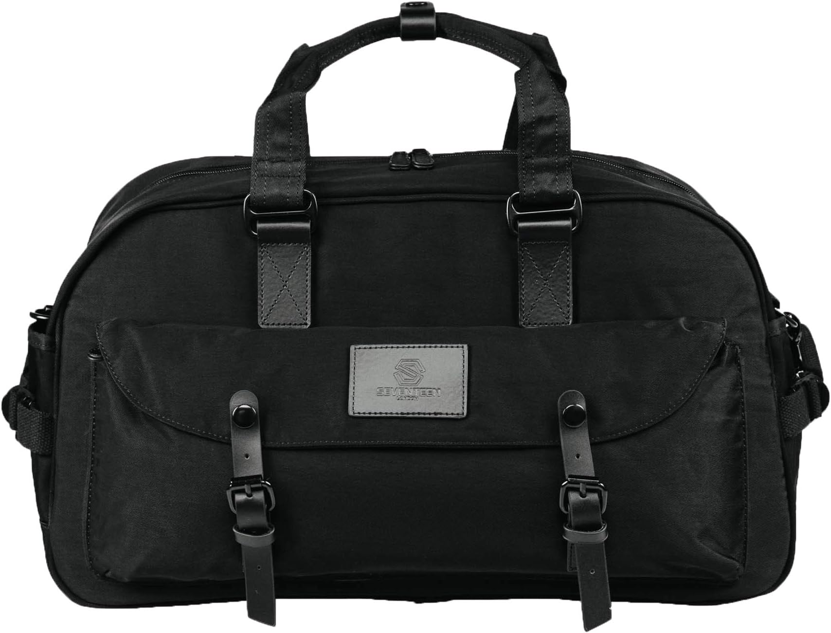 SEVENTEEN LONDON – Modern Urban Black/Black 'Hackney Duffle’ Bag/Holdall in a Classic Slim Simple Design – for Men & Women