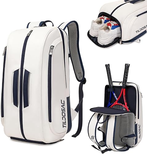 TILDOSAC Tennis Bag Racket Bag for Tennis Padel, Large Sport Pickleball Bag for Men Women with Shoe Compartment,Laptop Sleeve,Fence Hook,Ball Sleeve