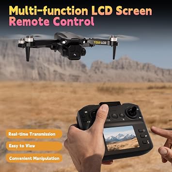 Toladrone TD12LCD Drone with Camera 4K, Drones for Adults with Optical Flow Positioning Brushless Motor LCD Screen Transmission, Foldable Quadcopter for Beginners Under 249g