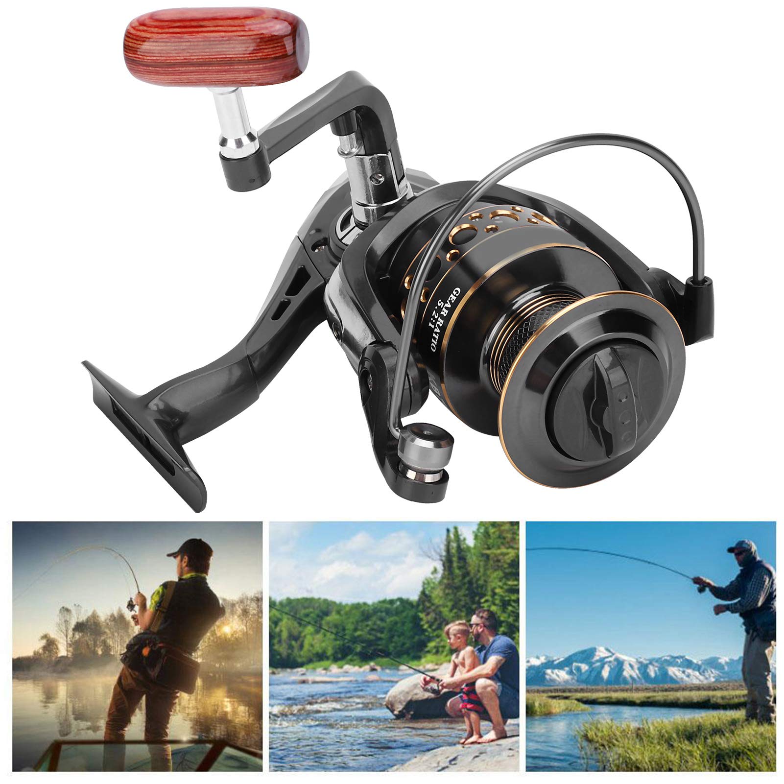 KB7000 Portable Metal Sea Fishing Rod Casting Reel for Carp Fishing Reel Lightweight with Wooden Handle for Rivers Seas - Image 4