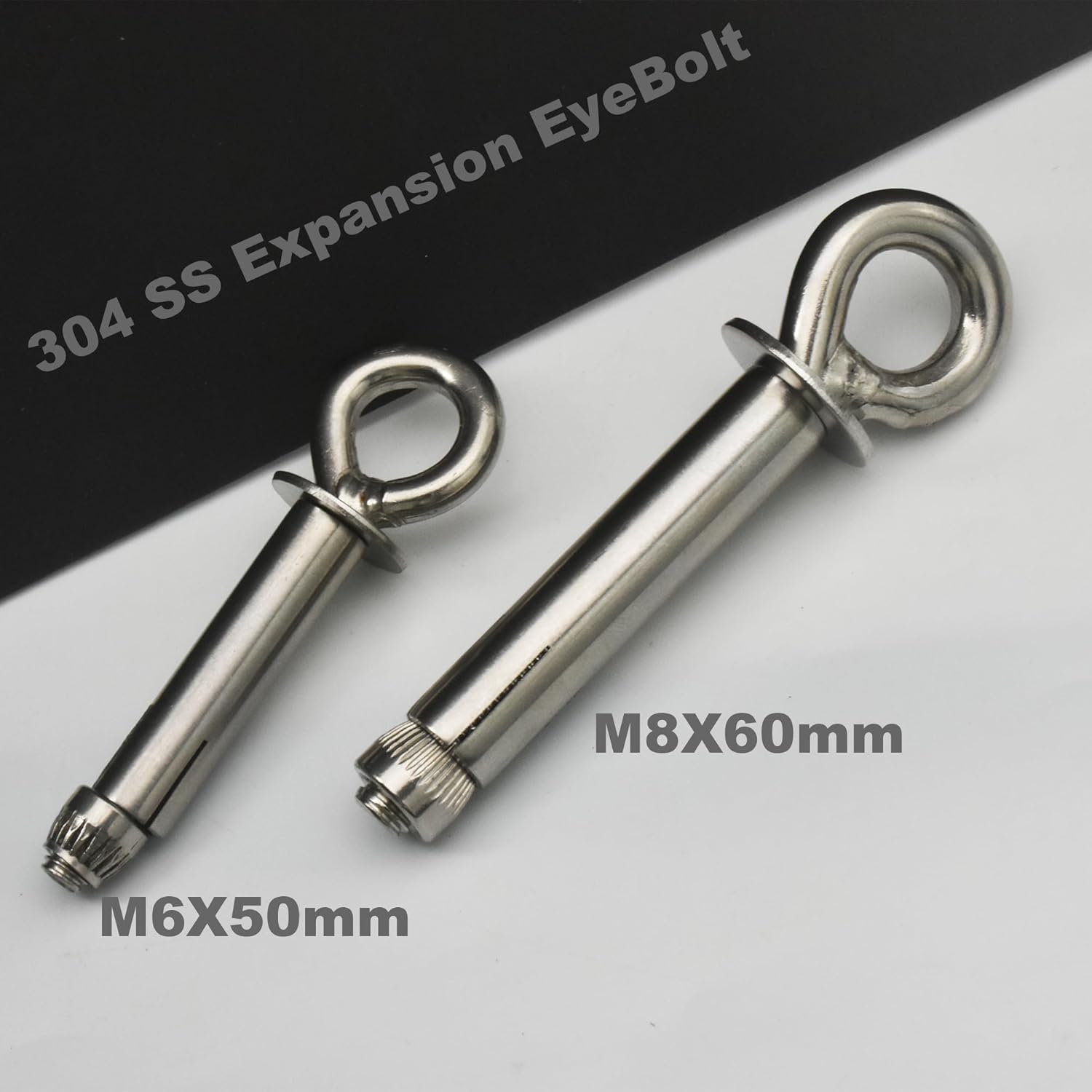 6 Packs Stainless M6x50mm Integrated Expansion Ring Bolt with Sleeve Anchor Washer Screw Fastener for Concrete Wall Hood Drywall