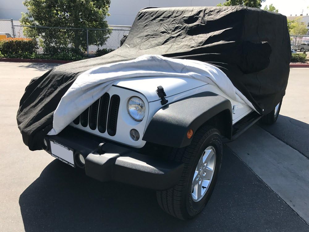CarsCover Custom Fits for Jeep Wrangler Unlimited JK JL 4 Door Sport/Sahara/Rubicon SUV Wagon Car Cover Heavy Duty All Weather Ultrashield Black Covers