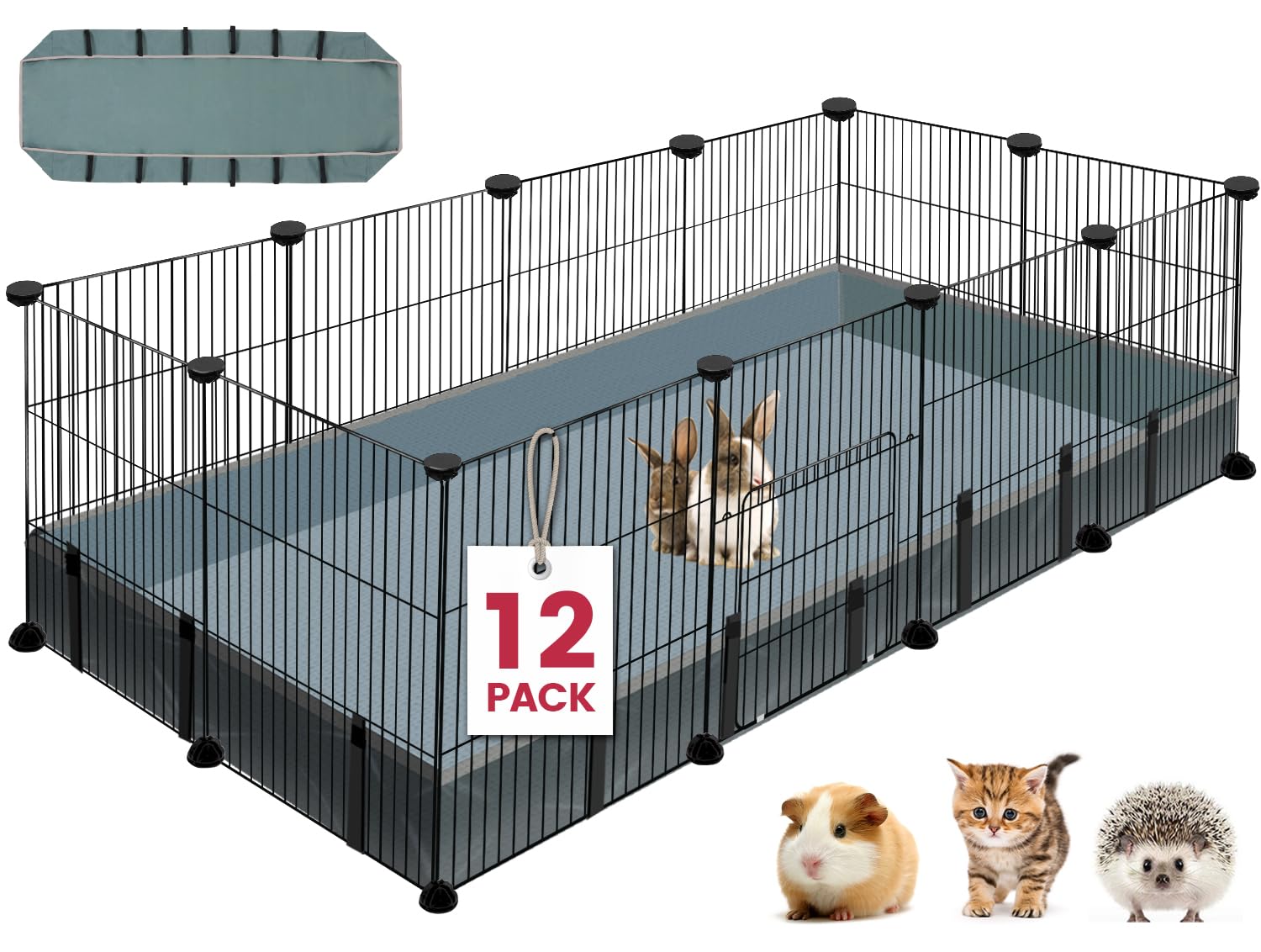 VISCOO 12 Panels Small Animal Playpen,Pet Playpen with Waterproof Mat,C