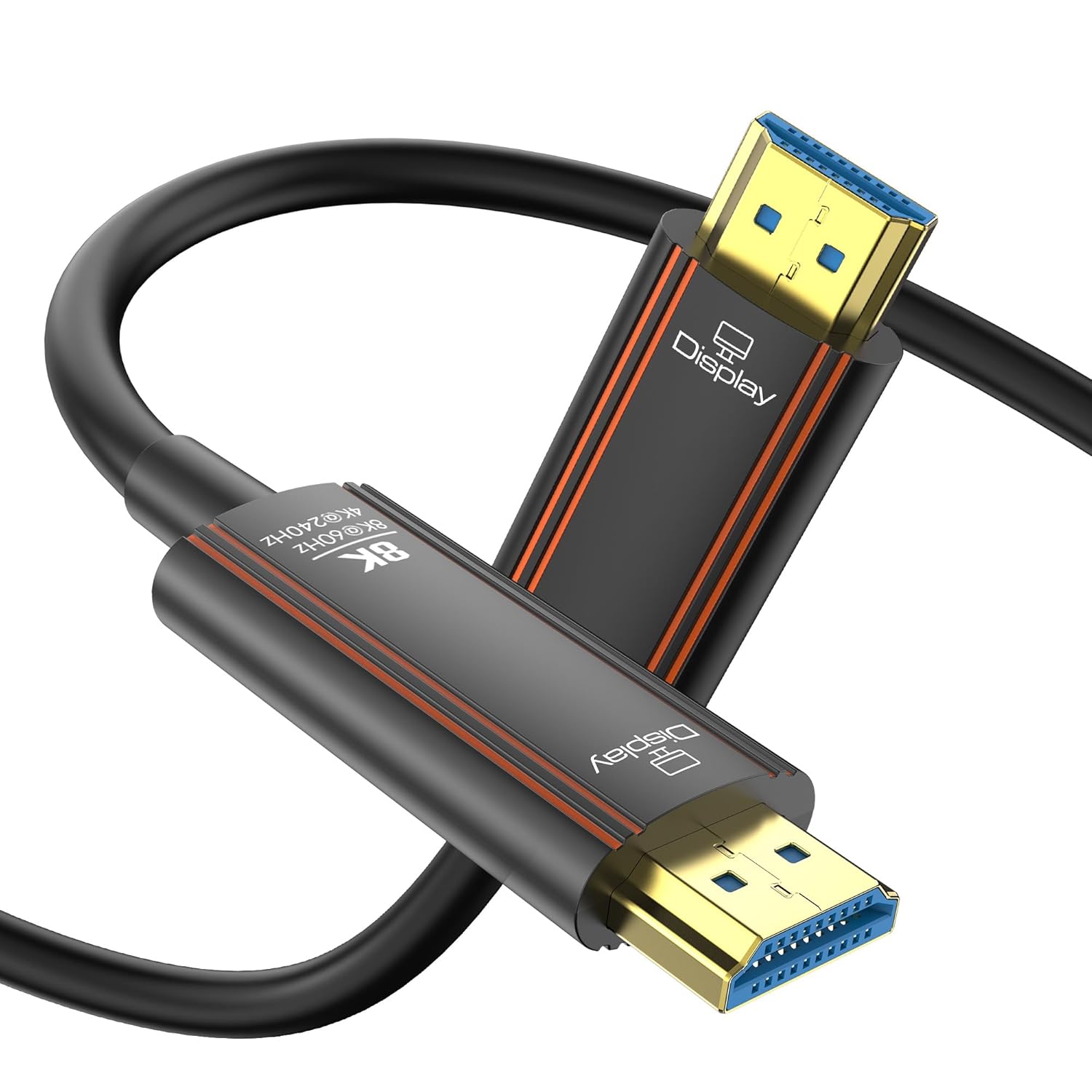 Fiber Optic HDMI Cable 50FT, 8K Long HDMI 2.1 Cord 48Gbps Ultra high Speed Support 8K@60Hz 4K@240Hz Dynamic HDR/eARC/HDCP 2.2&2.3/3D Compatible with PS5 PS4 Xbox HDTV Monitor Projector