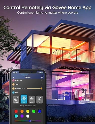 Vista 5 de Tira de luces LED WiFi inteligente funciona con Alexa, Google Home; 16.4 pies, 32.8 pies; 5050 LED, 16 millones de colores, aplicación de teléfono