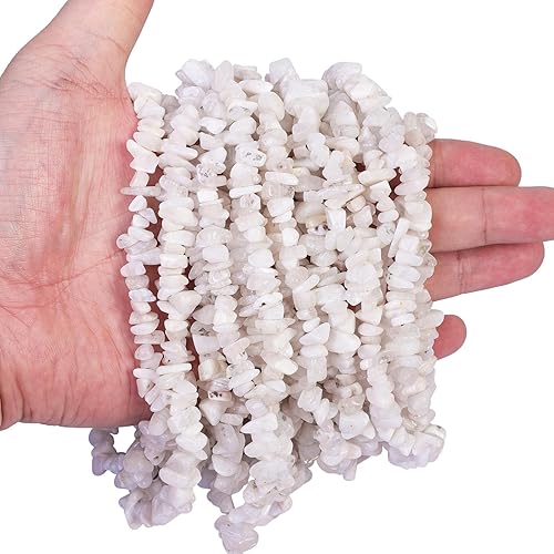 Cuentas de piedra lunar blanca de 0.197-0.315 in para la fabricación de joyas, cuentas sueltas de cristal curativo de forma irregular, 64 pulgadas