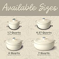 Vista 23 de Segretto Cookware Enameled Dutch Oven Pot with Lid Rosso (Gradient Red) 1.7 Quarts Cast Iron Dutch Oven with Handle 1.7 qt Enamel Small Cast Iron