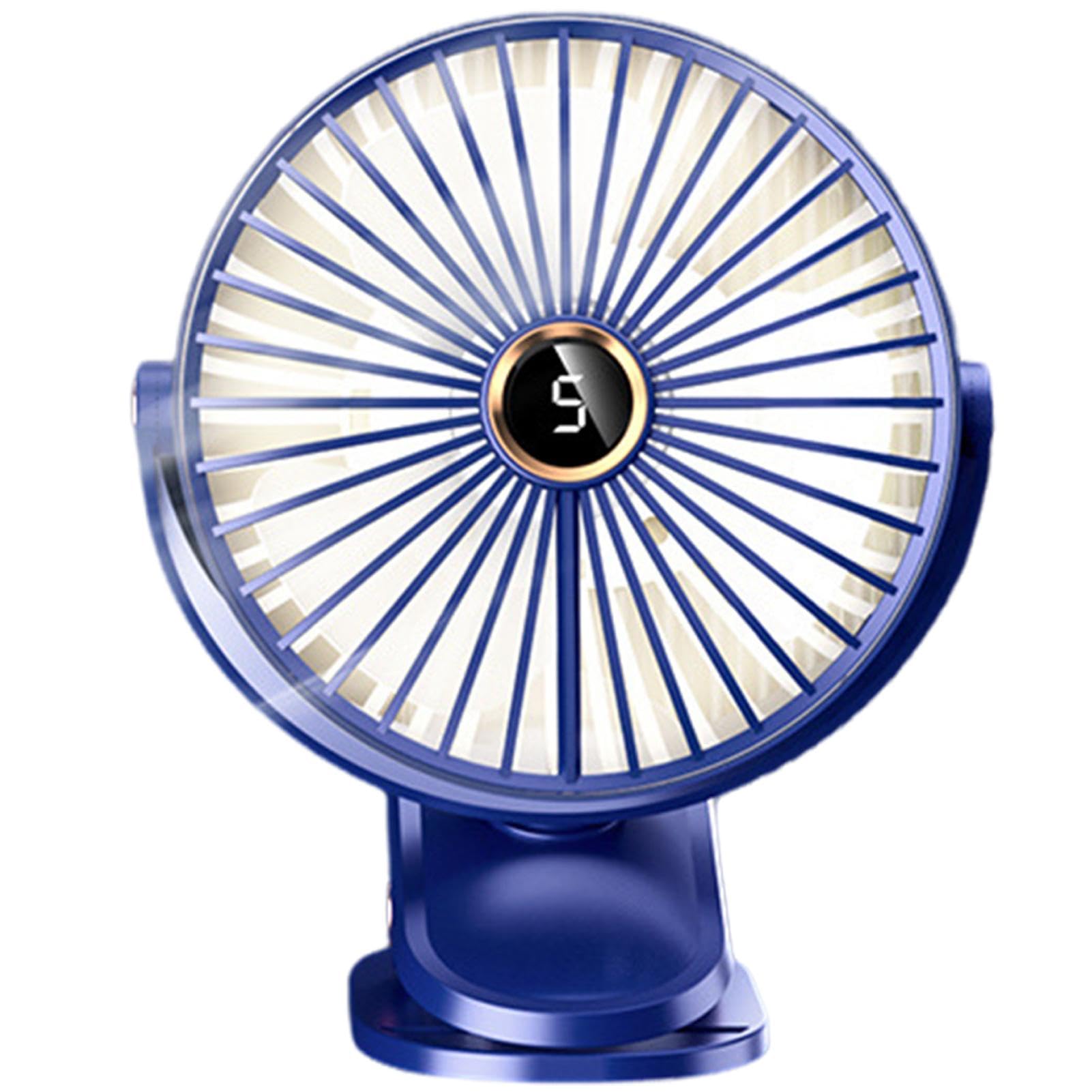 Ventilatore portatile clip, girevole 360 gradi, ricaricabile tramite USB, ventilatore da scrivania – 5 velocità regolabili, silenzioso, estivo, per scrivania, casa
