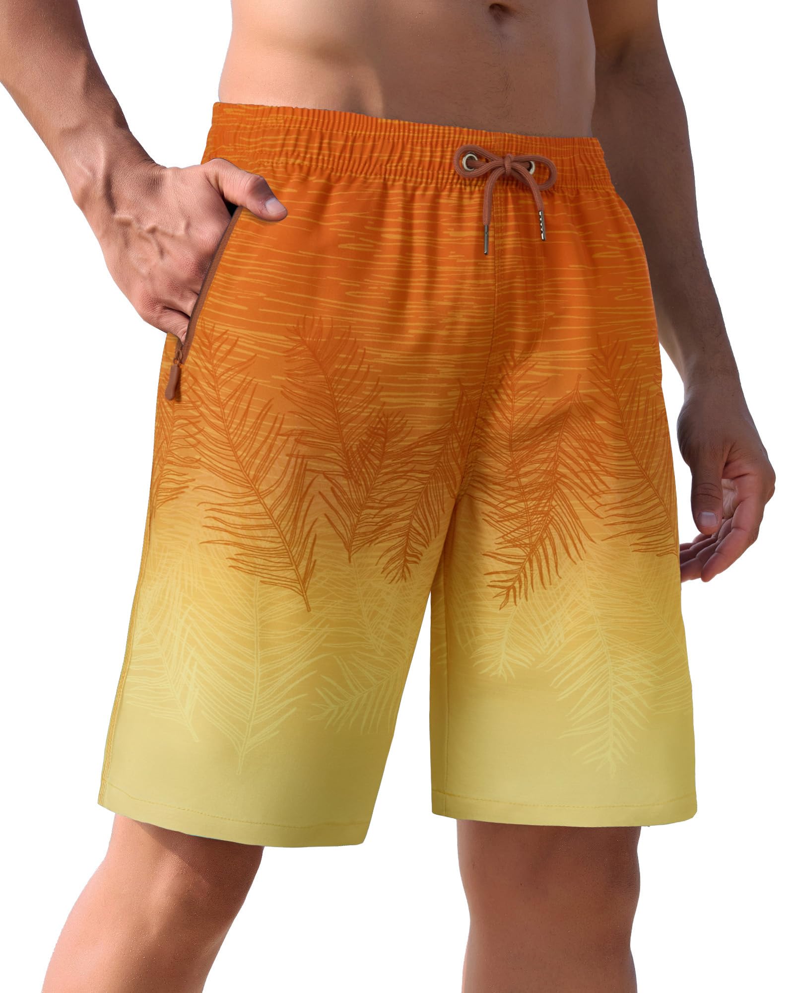 APTRO Herren Badehose Lang Badeshorts mit Mesh-Futter Schnelltrocknend Boardshorts mit Reißverschlusstaschen Sport Shorts