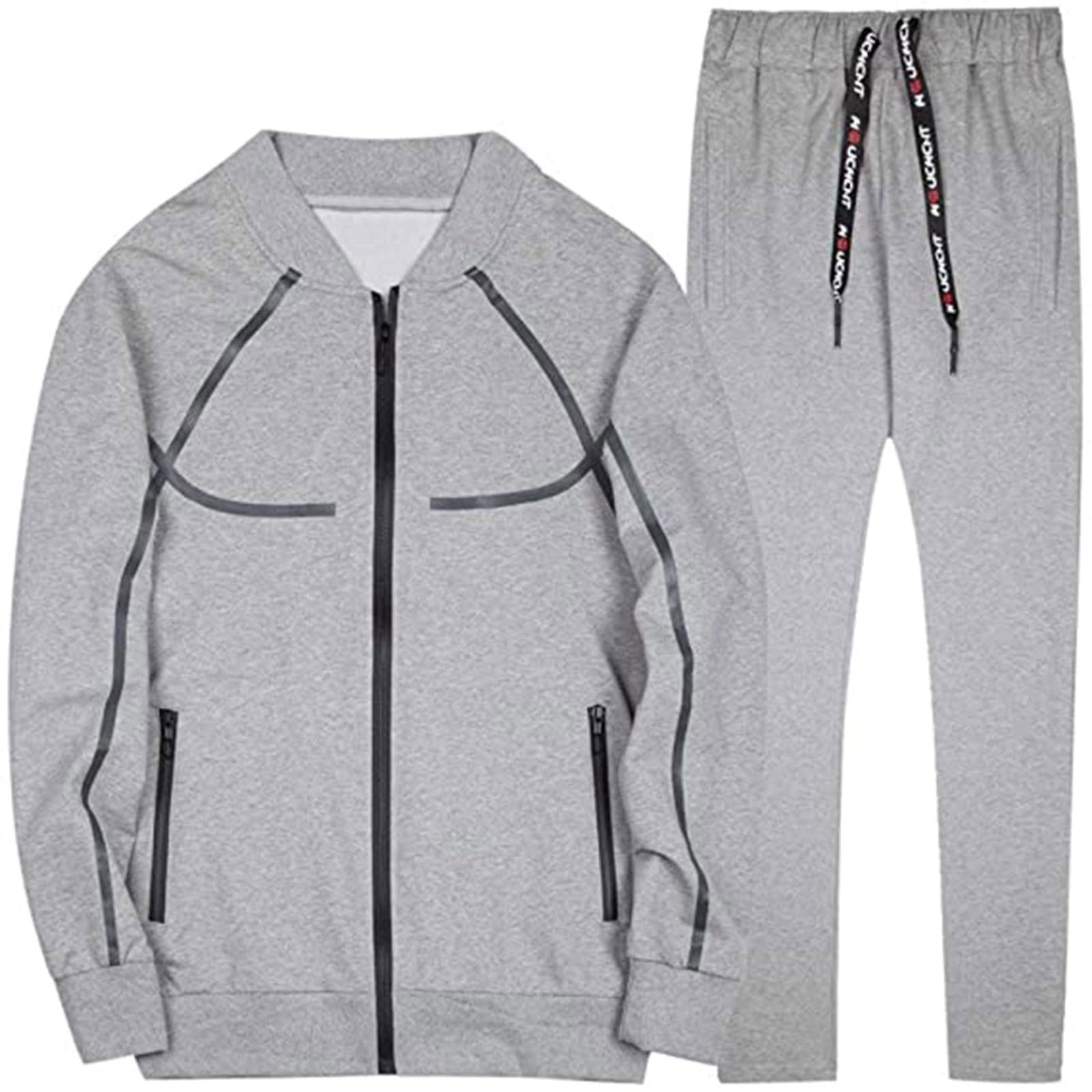 Zipper Up Lounge Wear Mens Escursionismo Tuta Mens Grigio