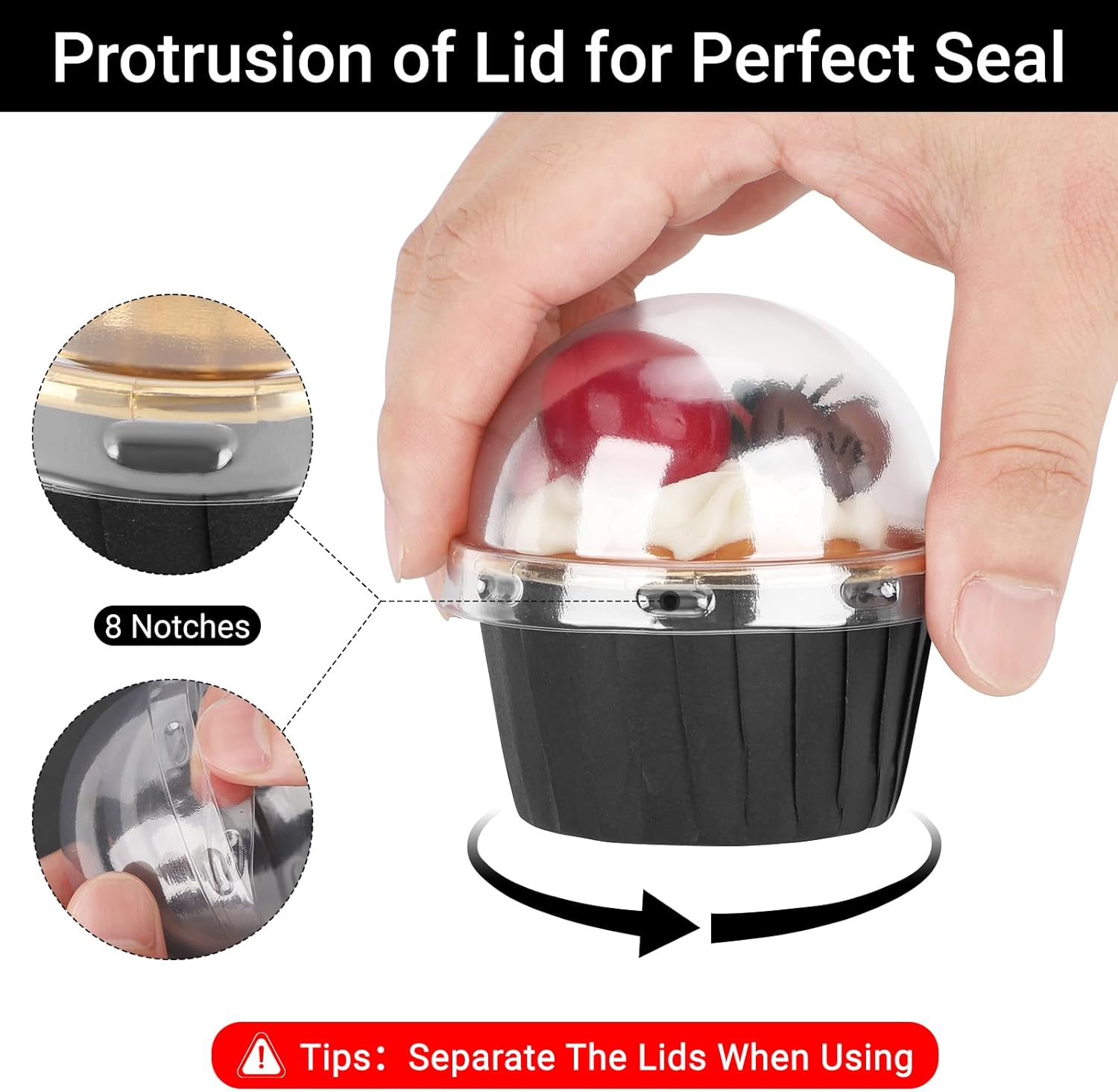 EUSOAR 50pcs 3.5 Inch Individual Cupcake Holder and 50pcs 3.5oz Disposable Ramekins with Lids