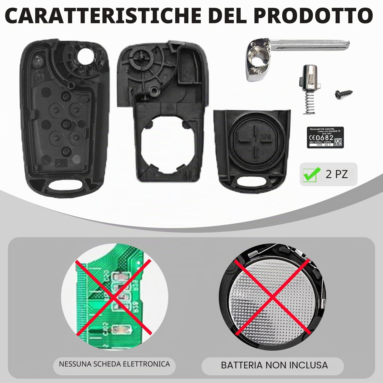 Guscio Chiave Compatibile Hyundai ix35 ix20 i30 i20 i10 Kia Sportage Soul Ceed Rio Picanto Venga 3 Tasti Telecomando Custodia Ricambio Auto Chiave Cover Portachiavi