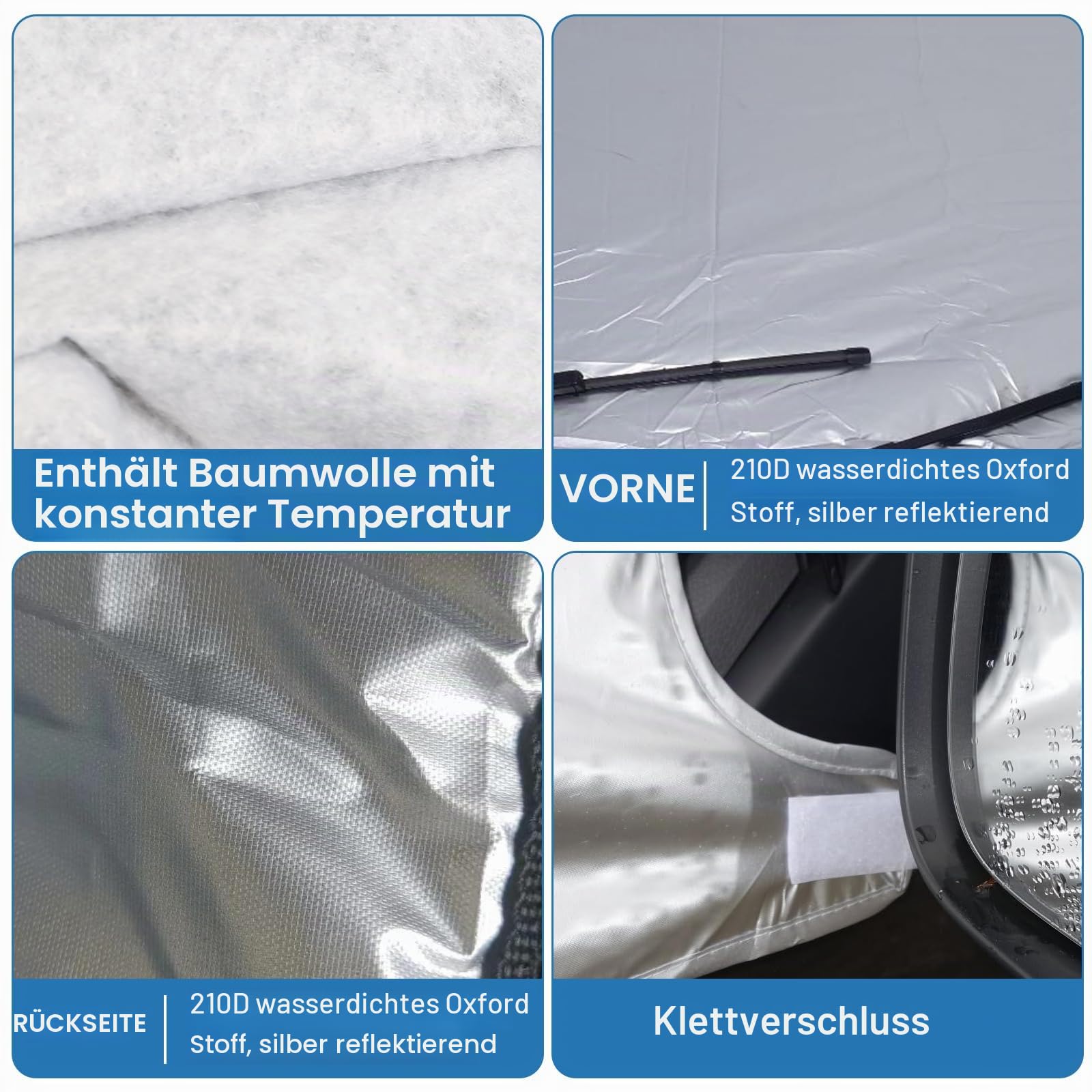 Windschutzscheibenabdeckung für Ford Transit Custom 2012-2022, Silber, faltbar, wetterfest, UV-Frost-Schnee-Eisschutz