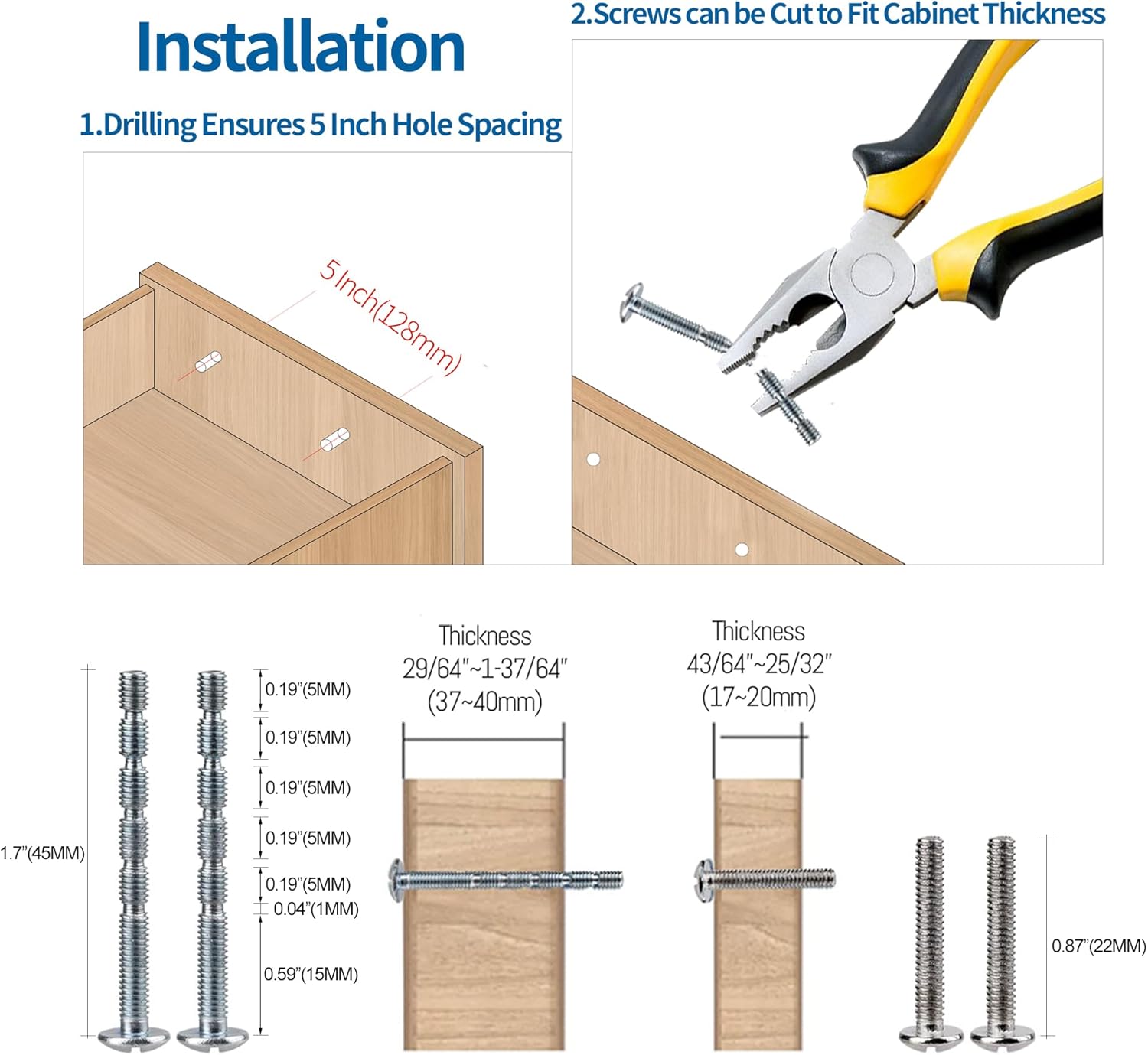 10 Pack Matte Black 5"(128mm) Hole Center Kitchen Cabinet Handles,Zinc Alloy Bar Cabinet Pulls,Kitchen Drawer Pulls Cupboard Handles