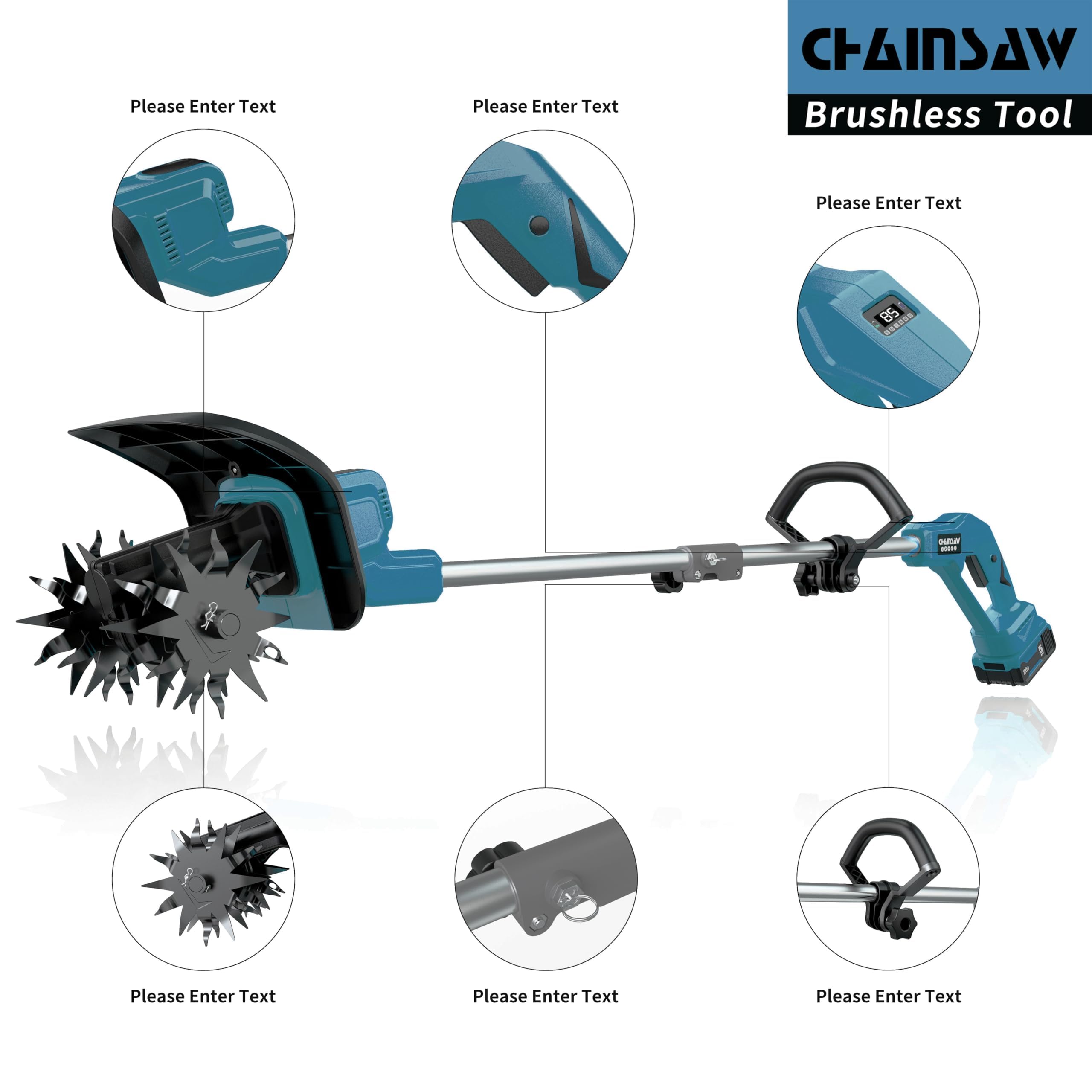 Cultivador a batería, compatible con batería Makita de 18 V (solo herramientas), fresadora eléctrica de jardín con 360 rpm, ancho de fresado de 9 pulgadas y 6,6 pulgadas de profundidad, fresadora de