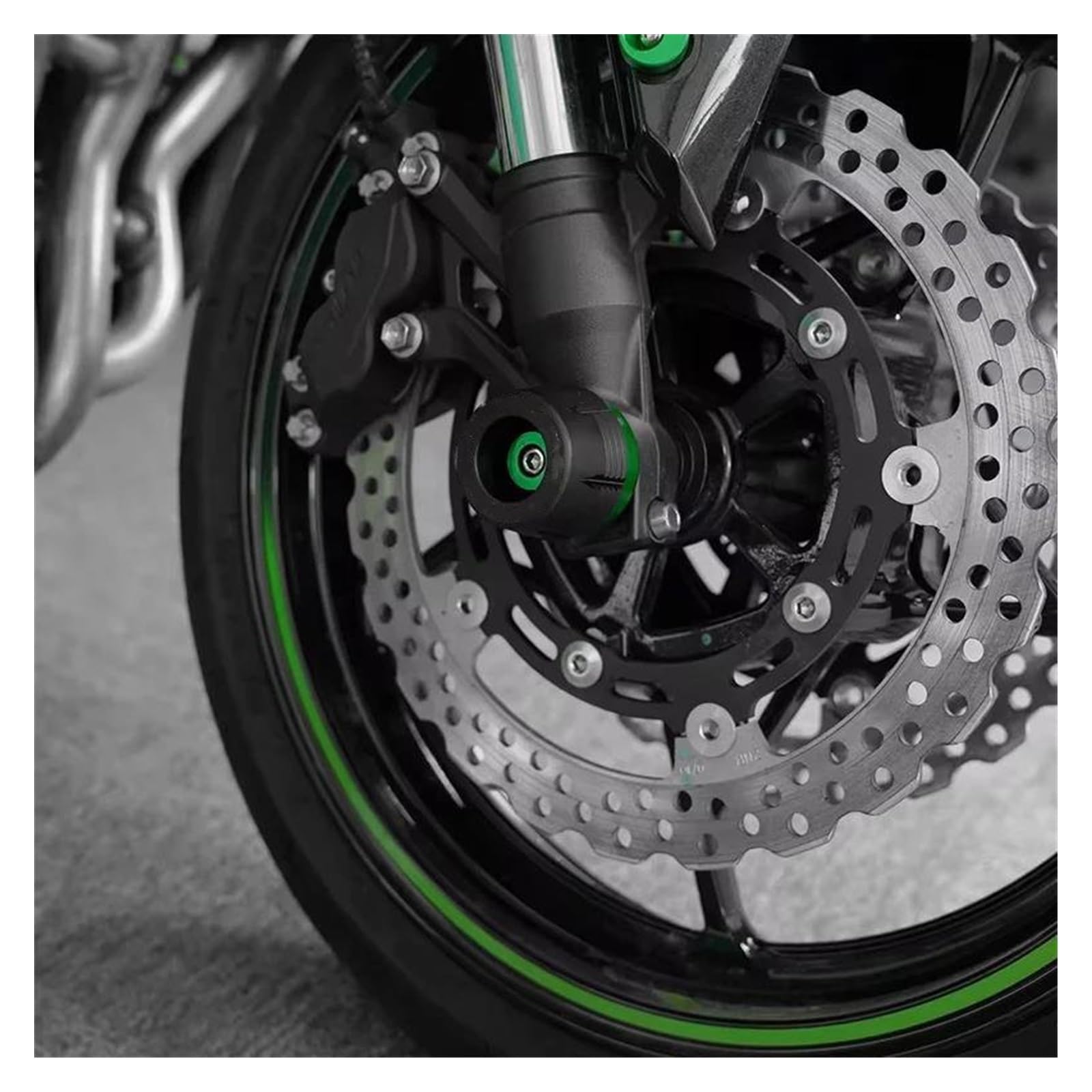 Sturzpads Motorrad Für Kawasaki Z900 Z650 Z 900 650 Z650RS Z750 Z750S Z800 Motorrad Vorderrad Gabel Slider Achse Crash Protector Kappe Sturzpads(GRÜN)
