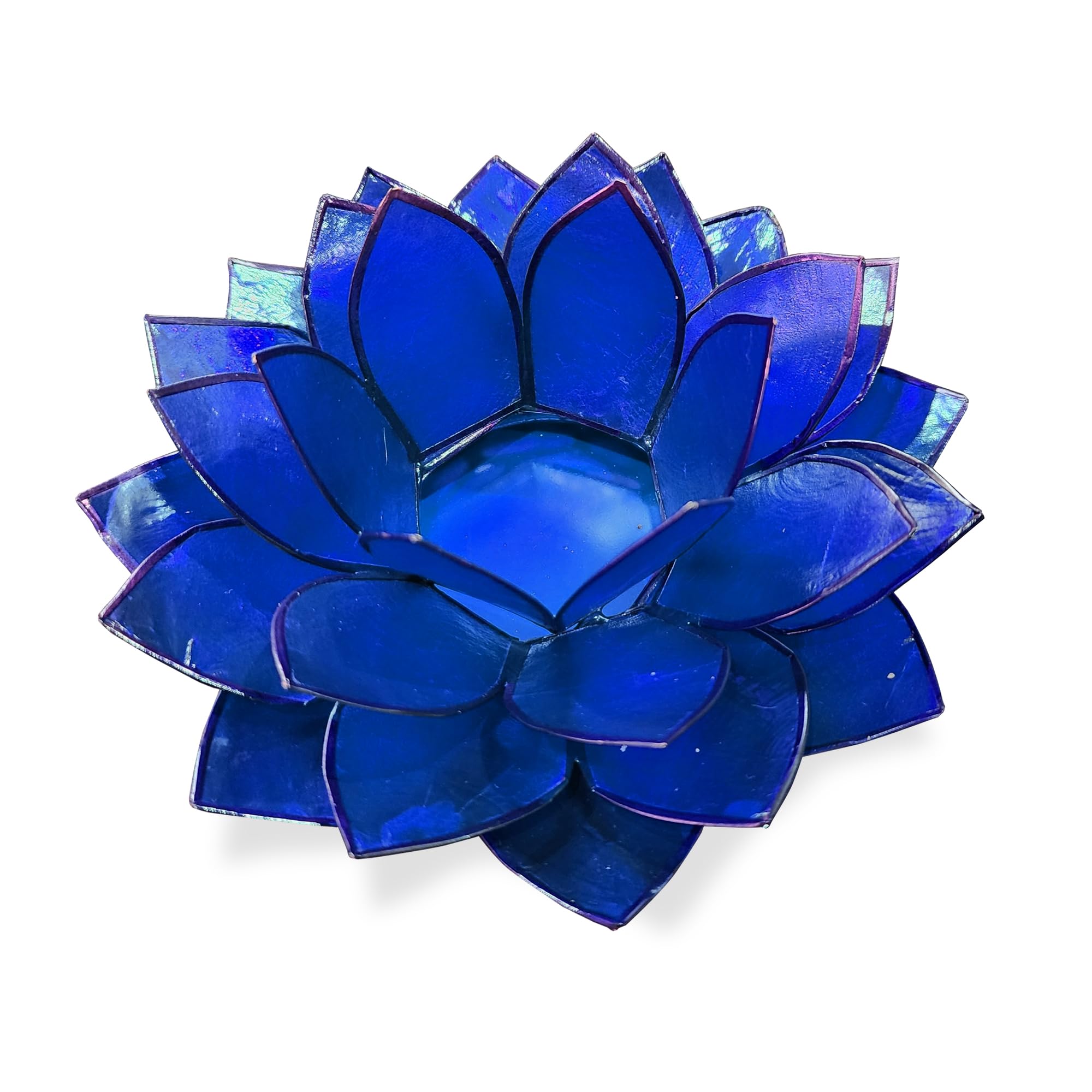 Brightspot Solutions Blue Moonshadow Handmade Capiz Shell Lotus Tea Light Holder, Elegant Blooming Flower Design With Natural Translucent Finish, Ideal For Home Decor, Meditation, Weddings & Serene Centerpieces,