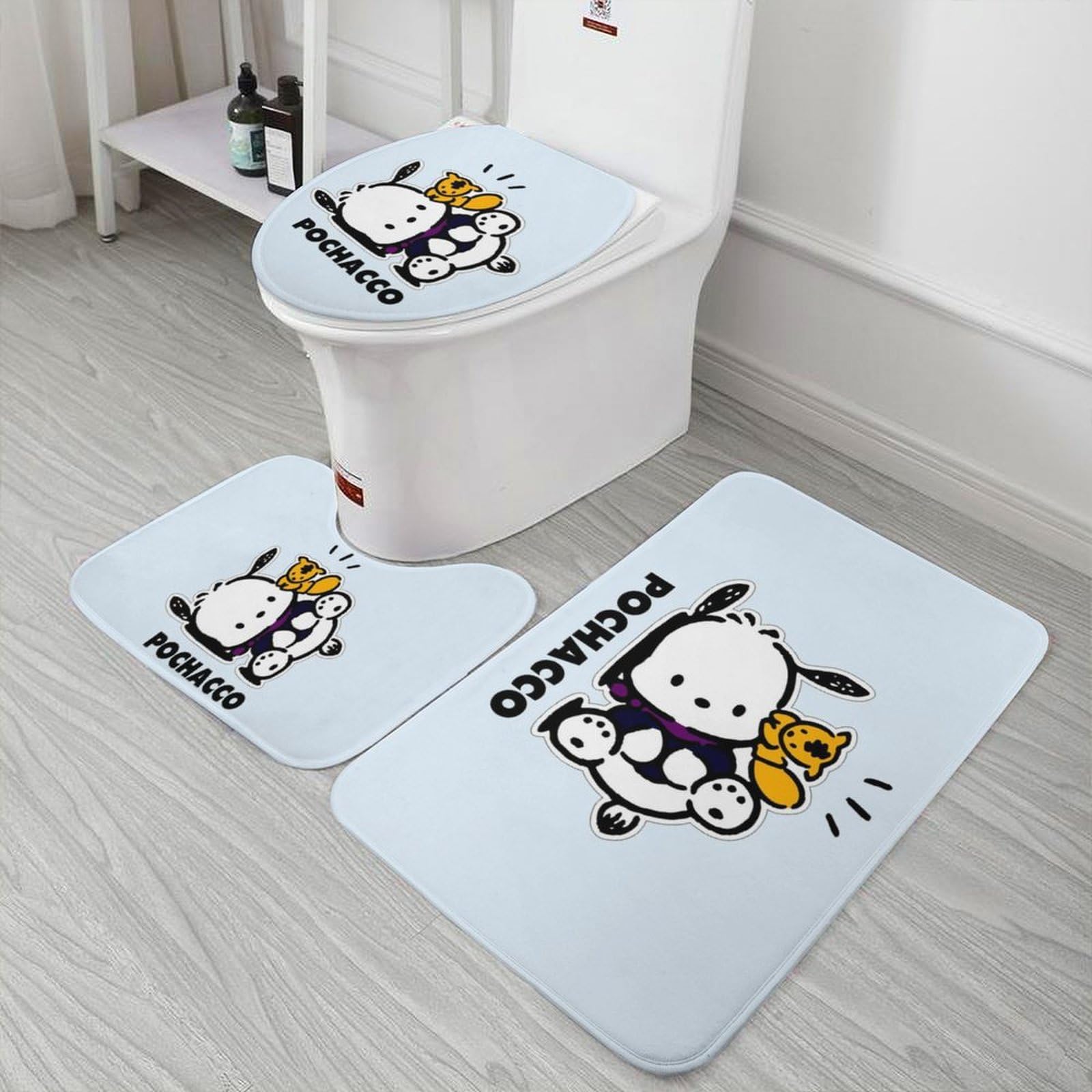 Amazon｜ポチャッコ バスマット トイレマット セット 3点 速乾 洗える